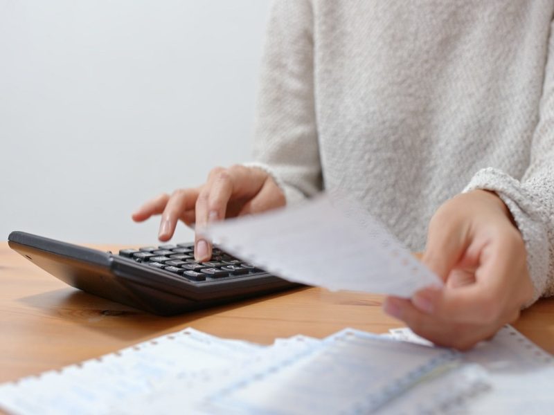 Housewife calculate the spending at home