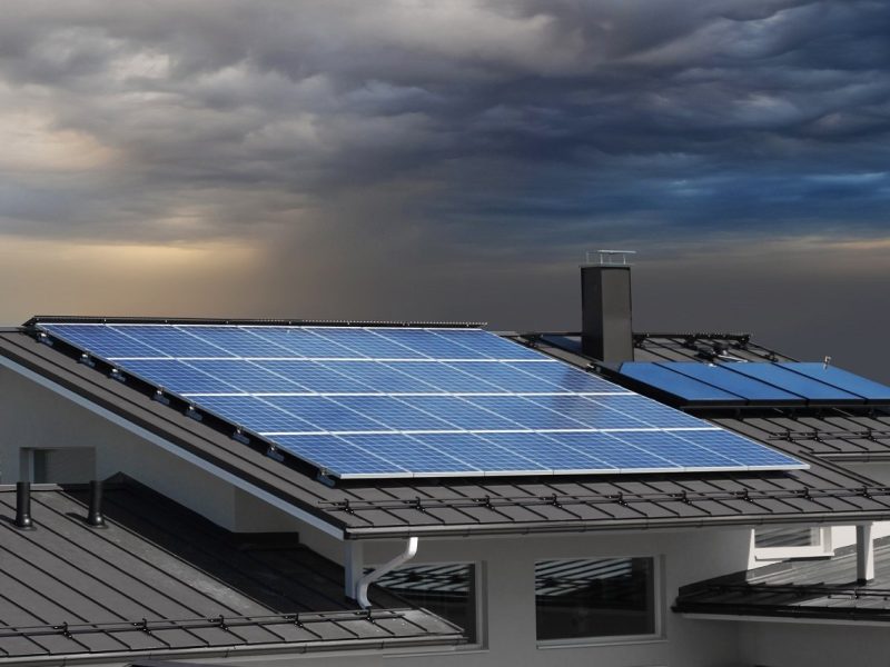 Solar panels on house rooftop